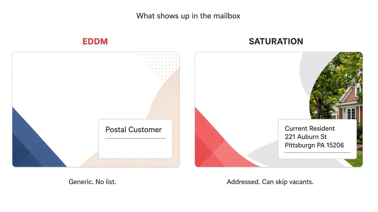 What shows up in the mailbox: EDDM Postal Customer vs addressed saturation mail