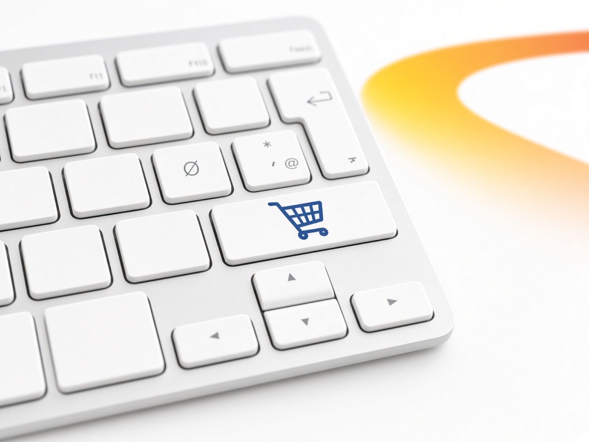 Keyboard with a shopping-cart key symbolizing online ordering