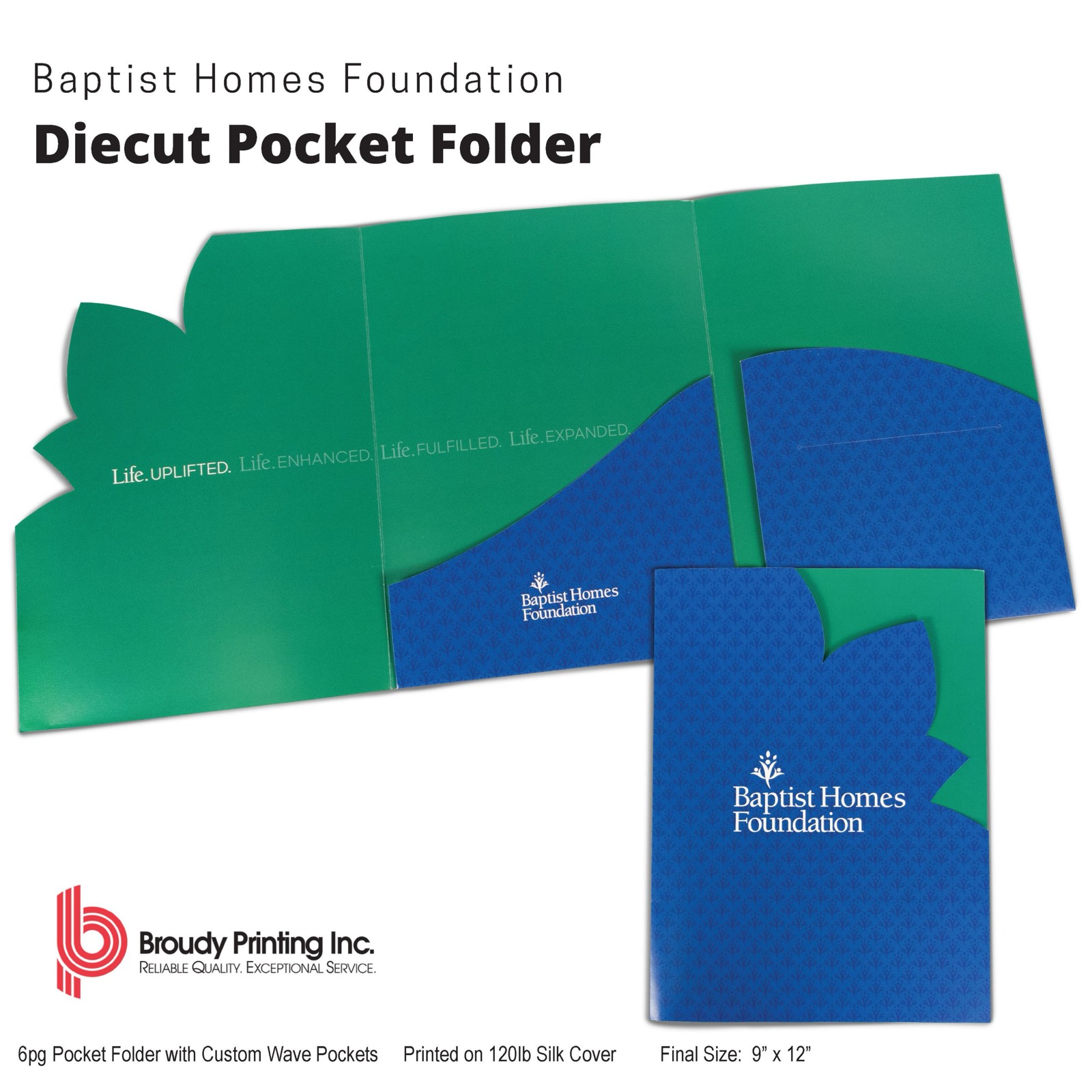 Pocket folder on heavy cover stock