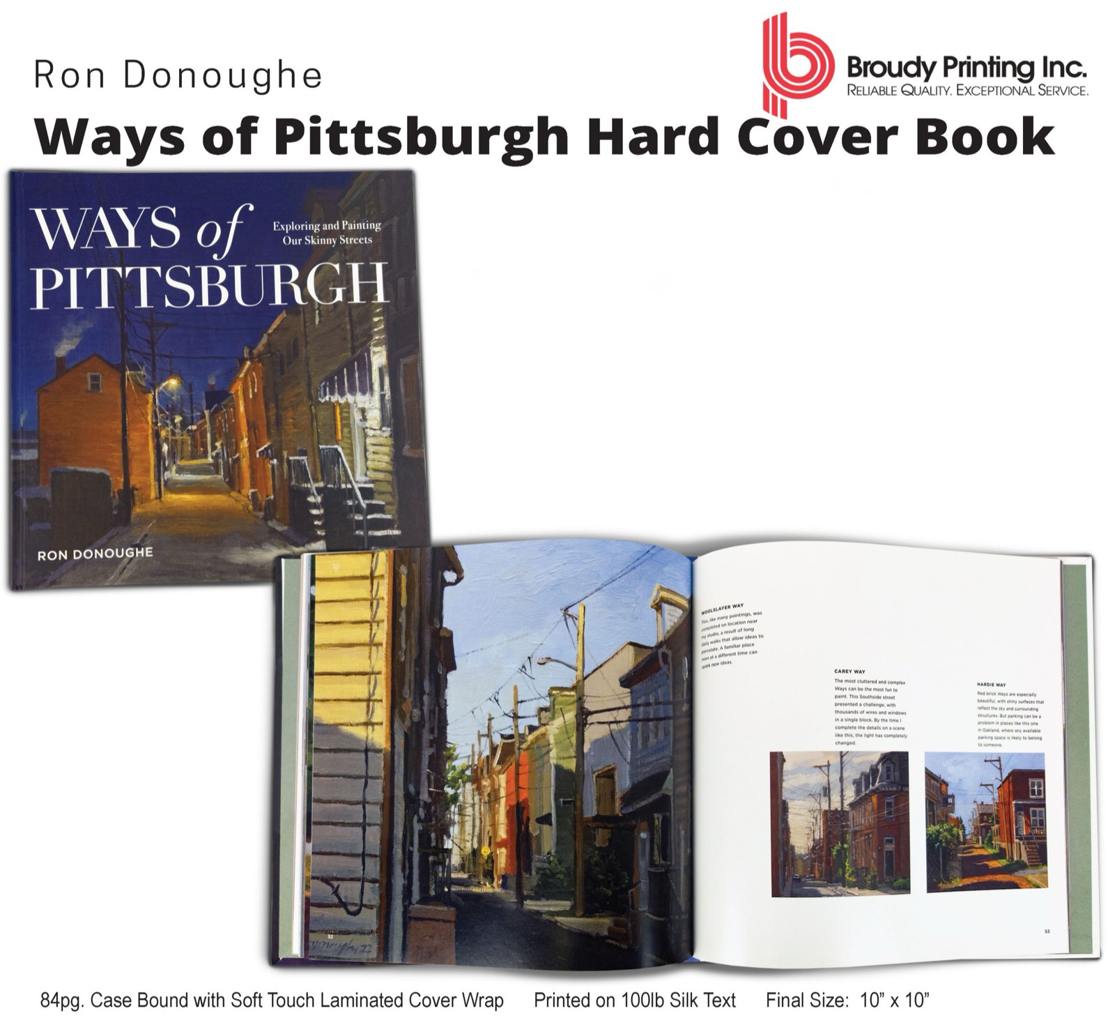 Hardcover book printed on 100# silk text with soft-touch laminated cover